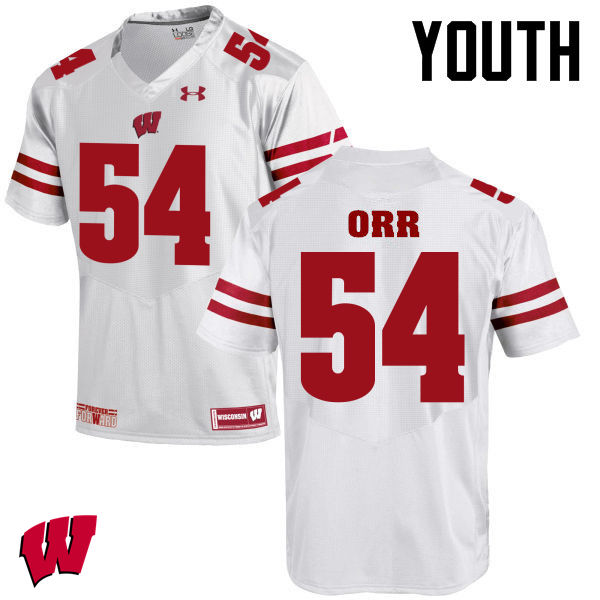 Youth Wisconsin Badgers #50 Chris Orr College Football Jerseys-White